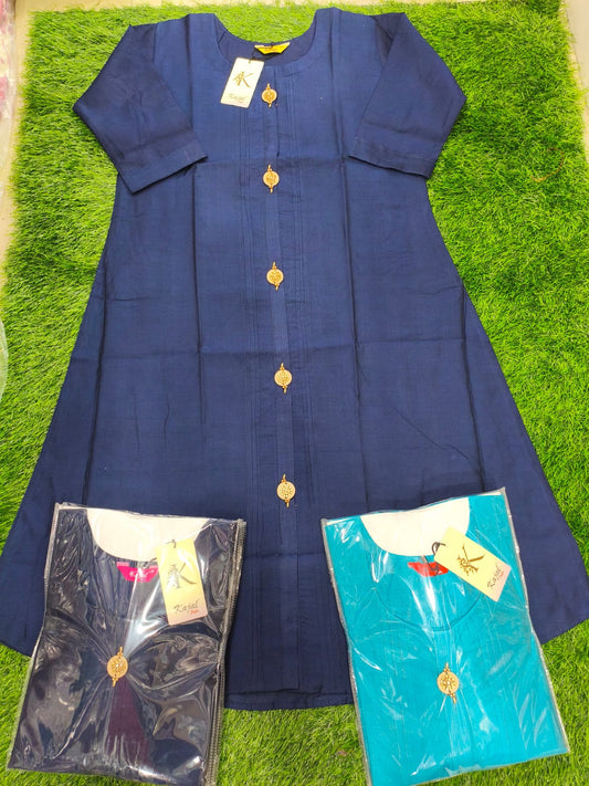 (Combo of 2) Kajal Umbrella Silk Plain Kurthi TOP Only Rs. 900