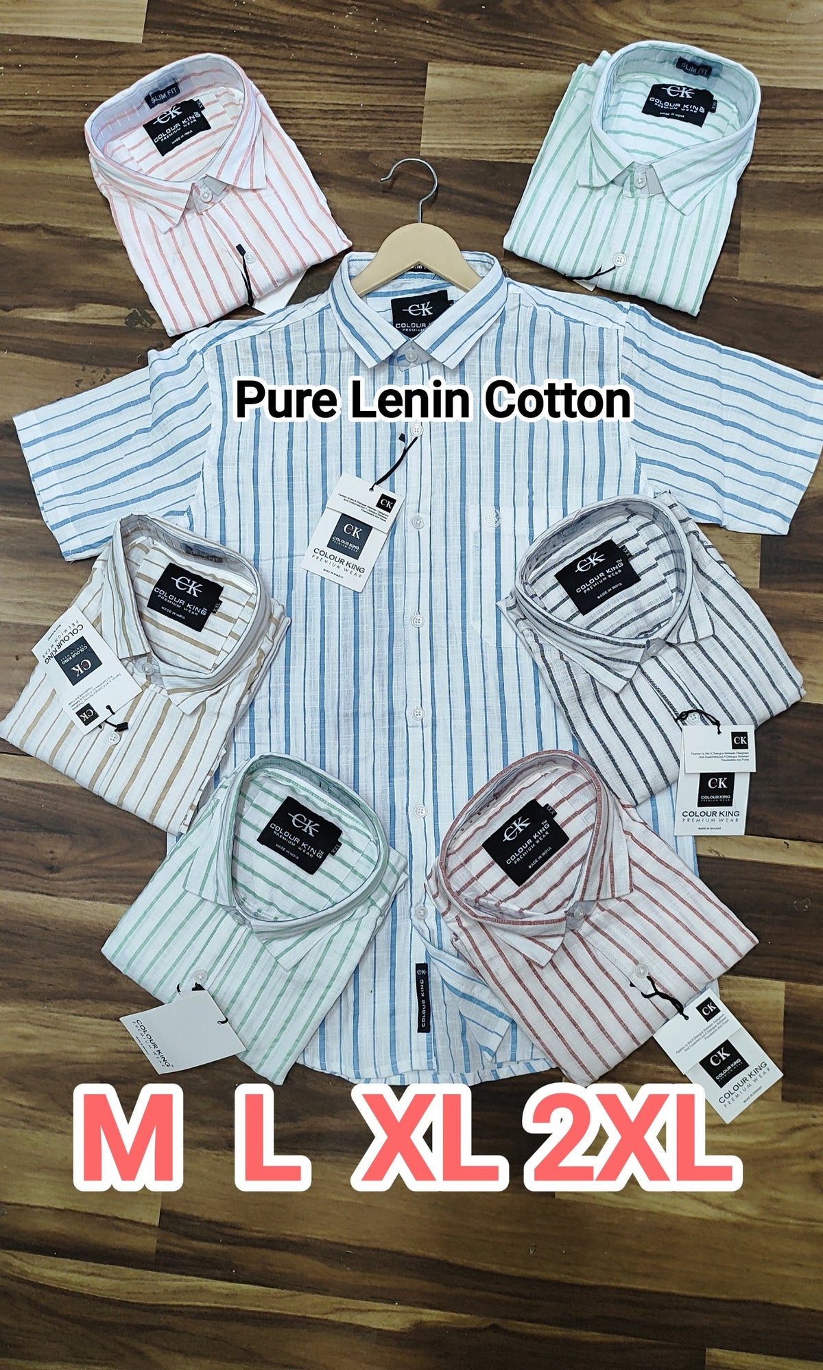 (Combo of 3)(M) CK Linen Half Sleeve Pure Cotton Strips Shirts Rs. 1000