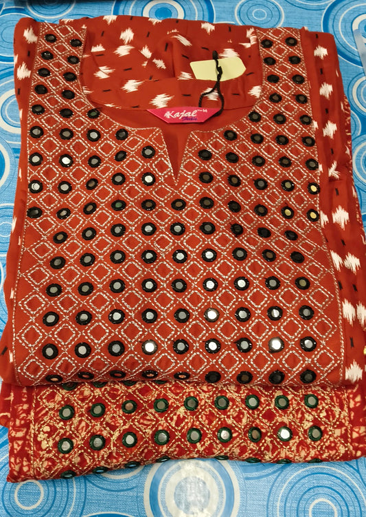 (Combo of 2) Kajal Umbrella Mirror Design Kurthi TOP Only Rs. 900