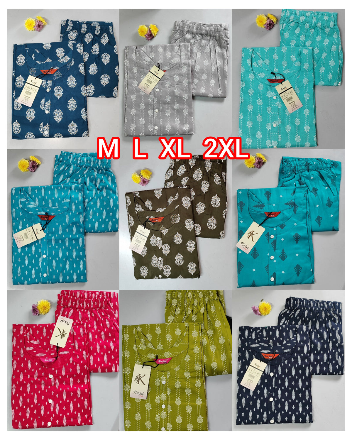 (Combo of 2 SET) TOP+PANT Kajal Women Pure Cotton Kurthi Rs. 850