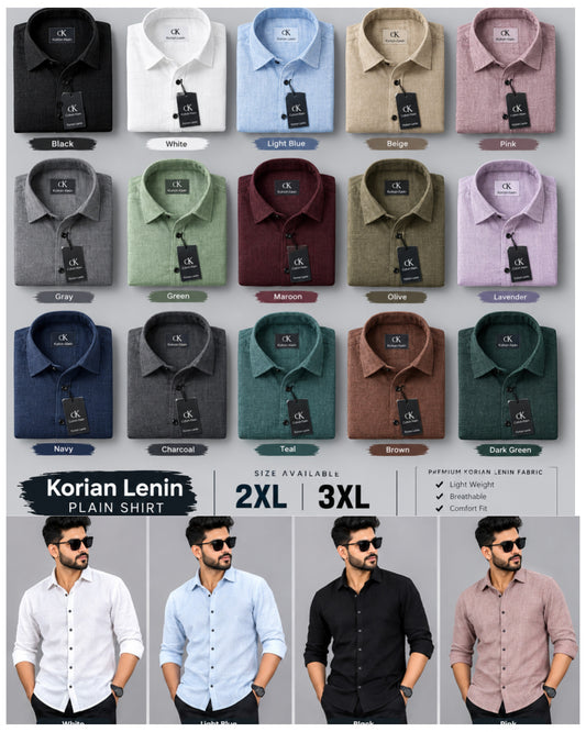 (Combo of 3)(2XL, 3XL) CK Linen Dobby Plain Shirt Rs.1150