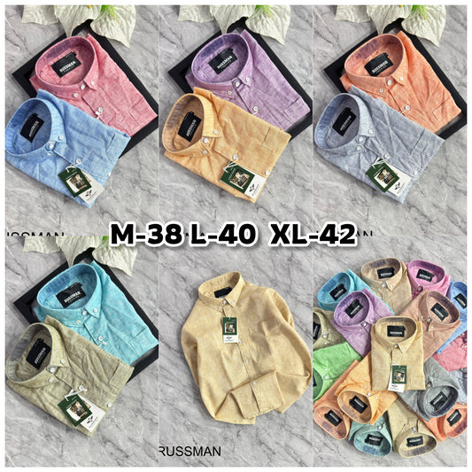 (Combo of 3)Russman khadi Cotton Lenin Plain Button Shirts Rs. 1150