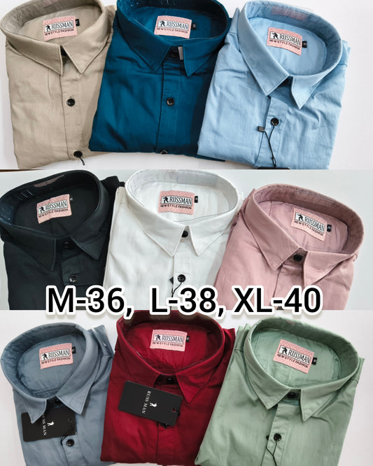 (Combo of 3) RussMan 100% Pure Cotton Plain Shirt Rs. 1000