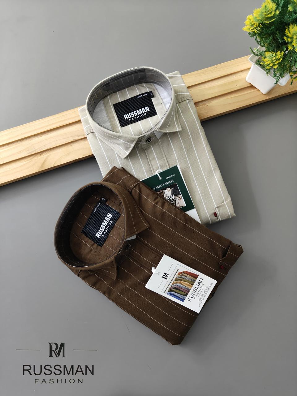 (Combo of 3) Viscose Slob Premium RM Cotton Linen Stripes Shirt Rs. 1200