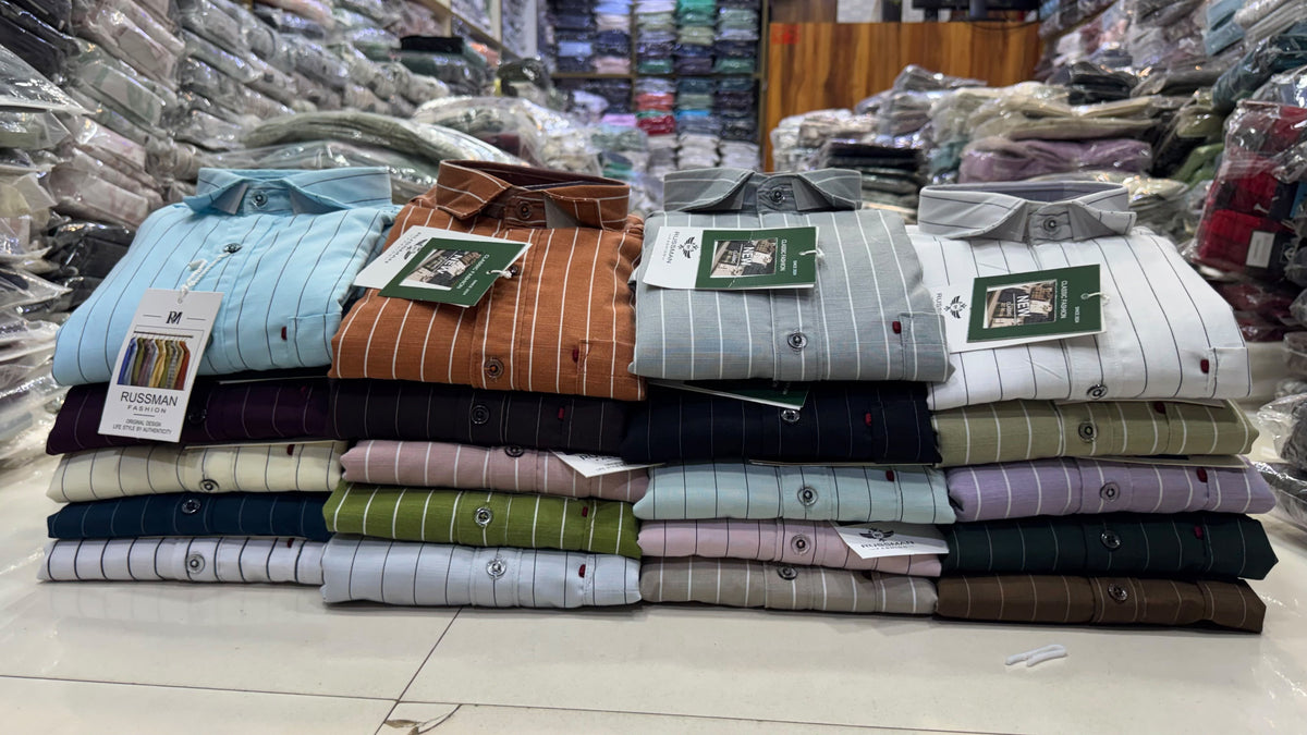 (Combo of 3) Viscose Slob Premium RM Cotton Linen Stripes Shirt Rs. 1200