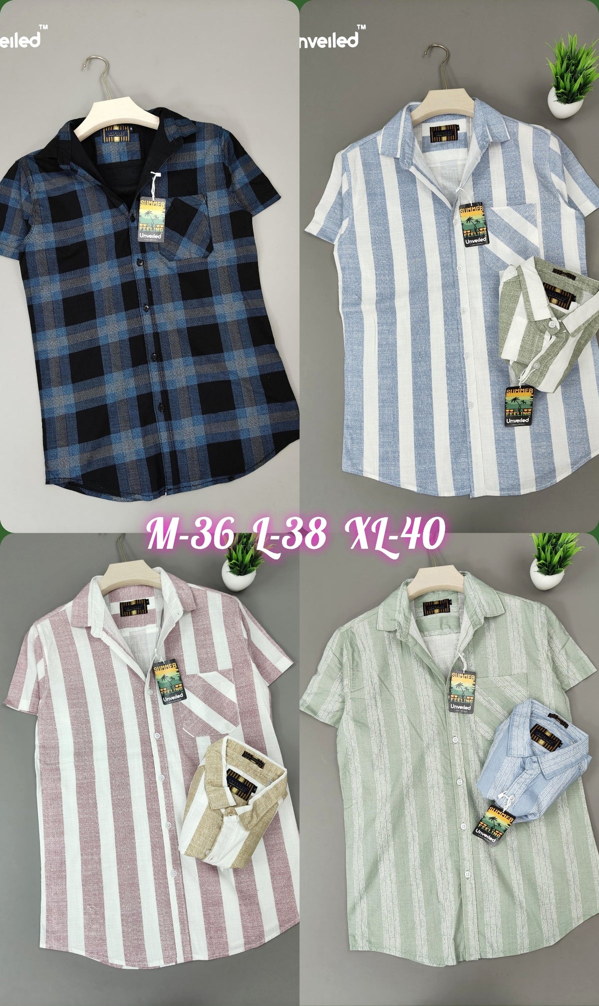 (Combo of 3) S-34 to 37 100% Pure Cotton Half Sleeve Cotton Shirts Rs. 950