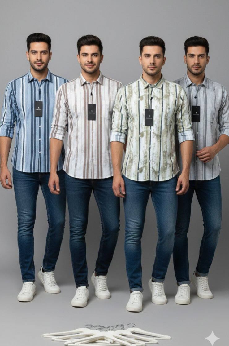 (Combo of 3) RussMan Cotton Jacquard Cloud Design Shirt Rs. 1000