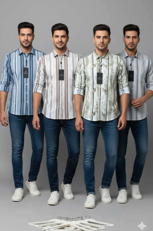 (Combo of 3) RussMan Cotton Jacquard Cloud Design Shirt Rs. 1000