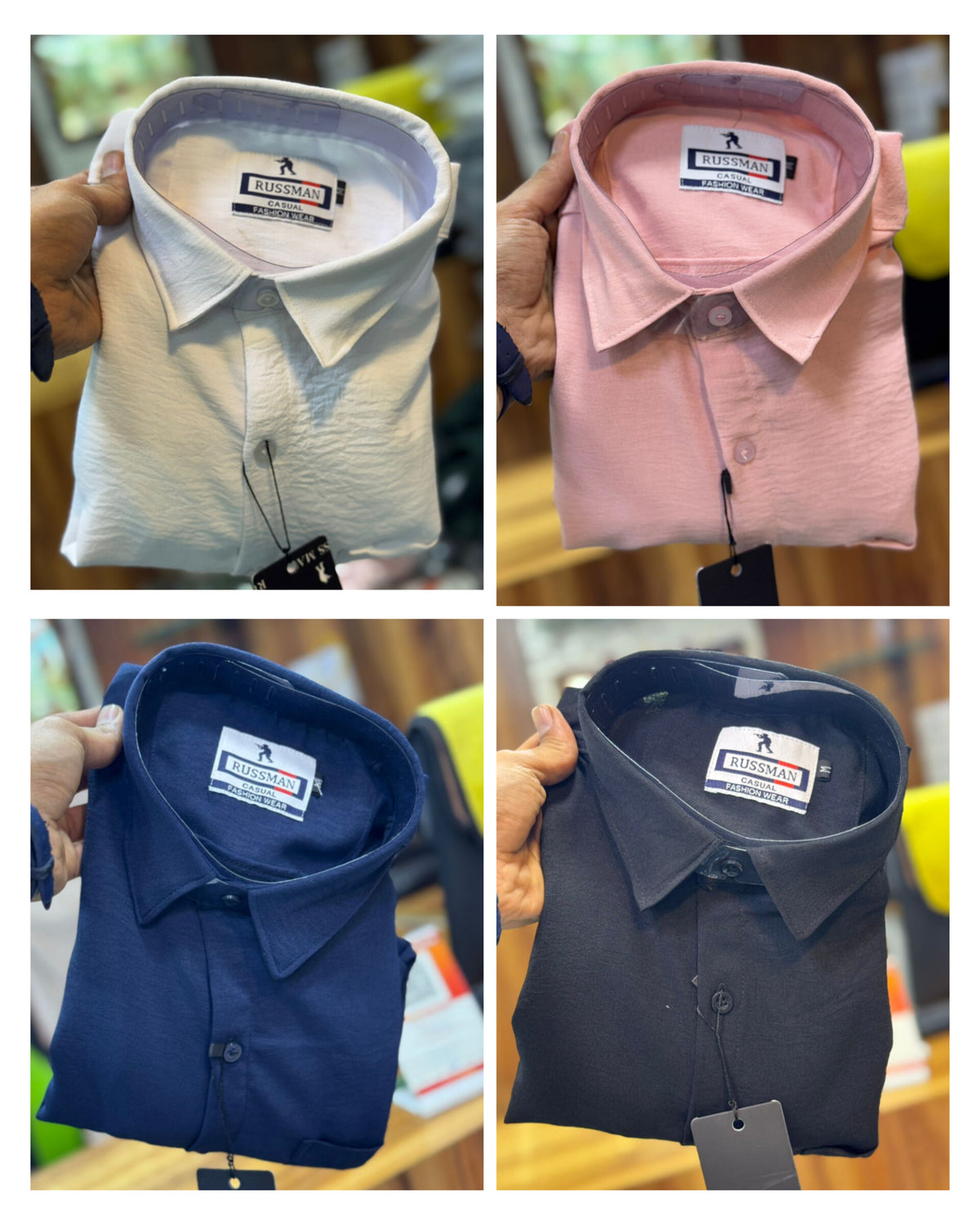 (Combo of 3) RussMan CEY Crush Import Cotton Plain Shirts Rs. 1000