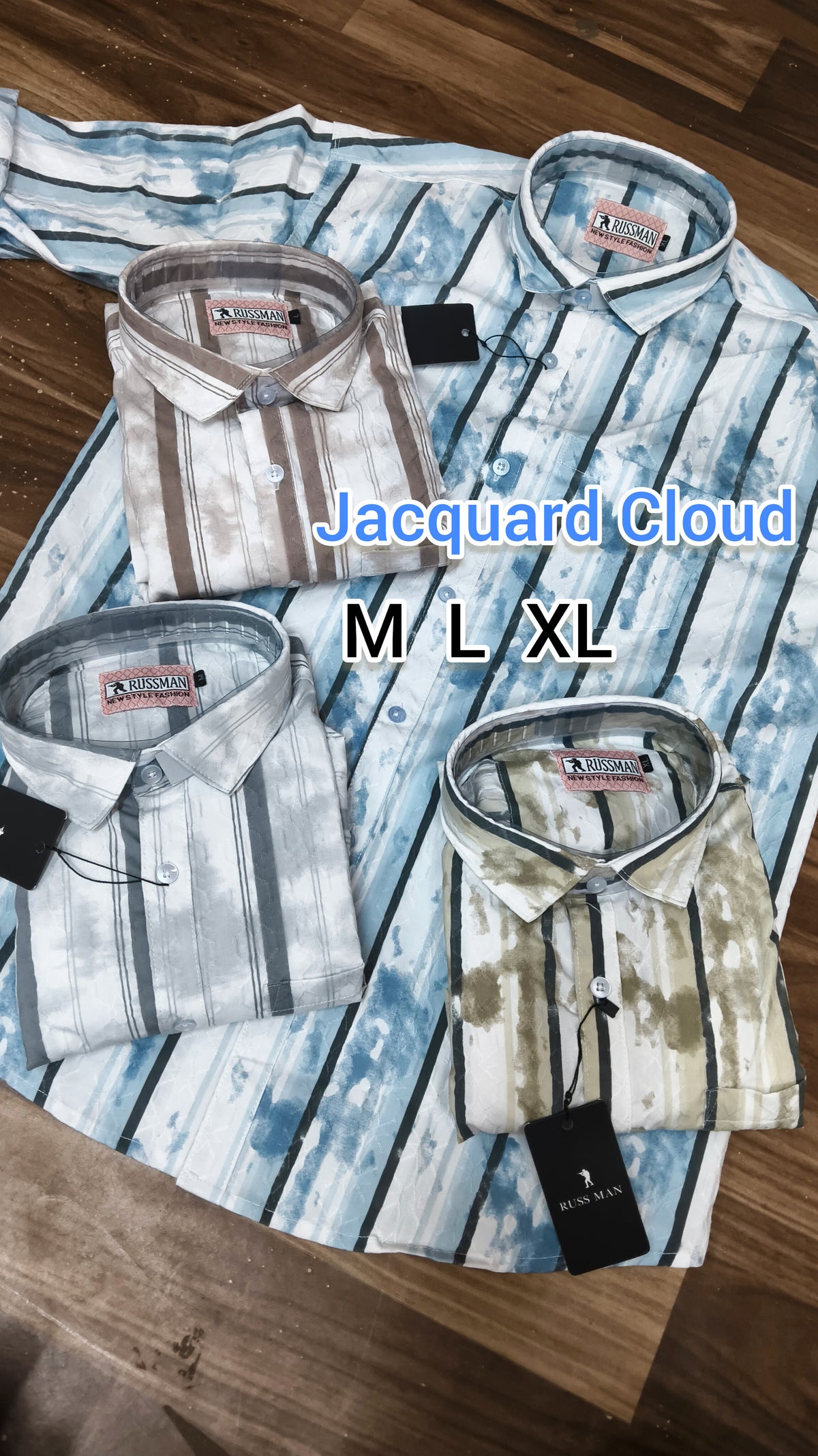 (Combo of 3) RussMan Cotton Jacquard Cloud Design Shirt Rs. 1000