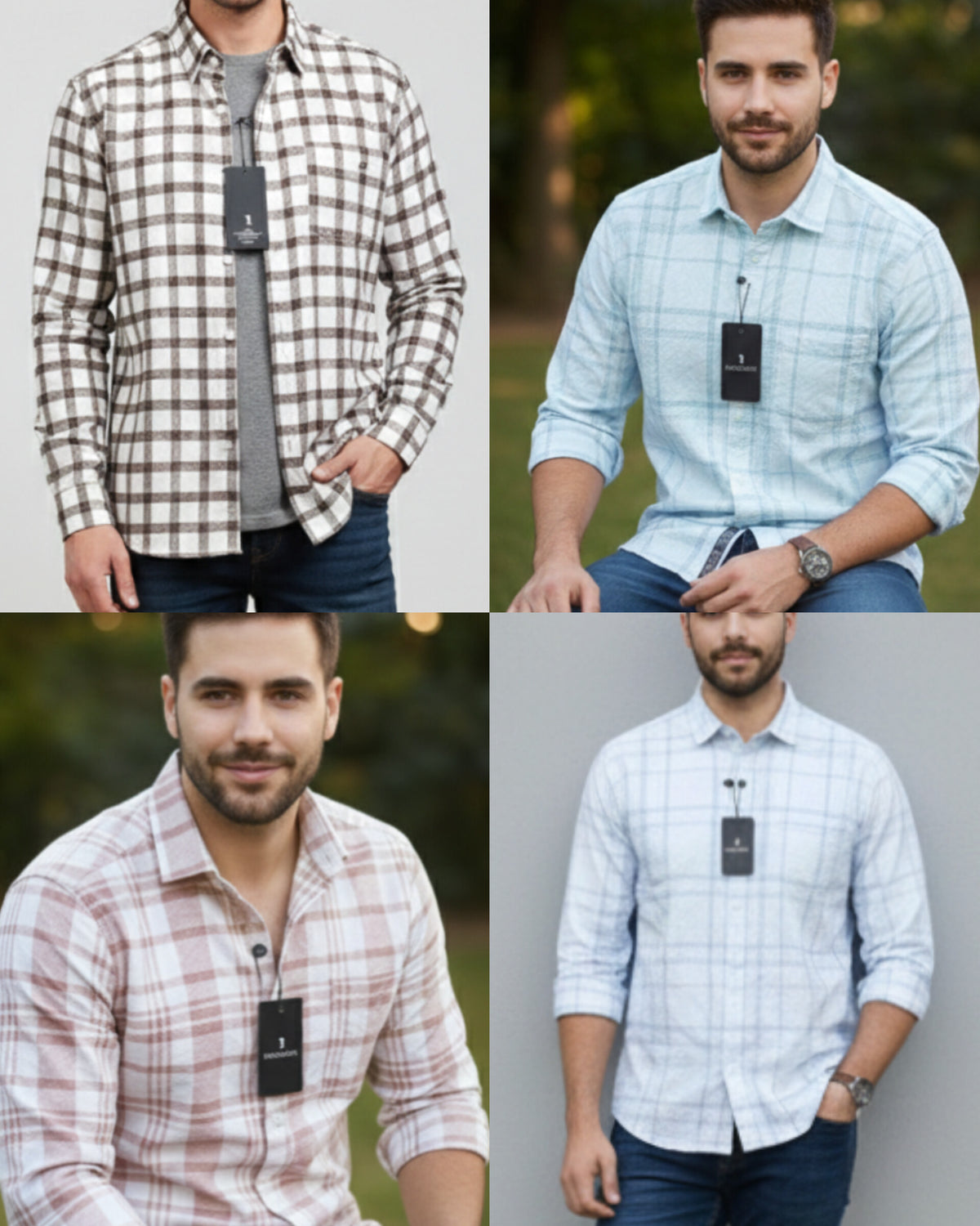 (Combo of 3) RussMan Cotton Jacquard Checked Shirt Rs. 1000