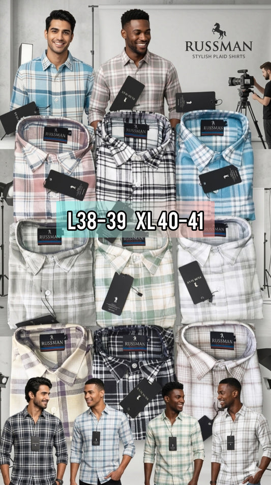 (Combo of 3) Russman Waffle Oxford Cotton Checked Shirt Rs. 1000