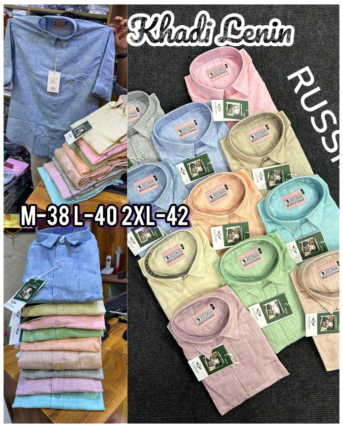 (Combo of 3)Russman khadi Cotton Lenin Plain Button Shirts Rs. 1150