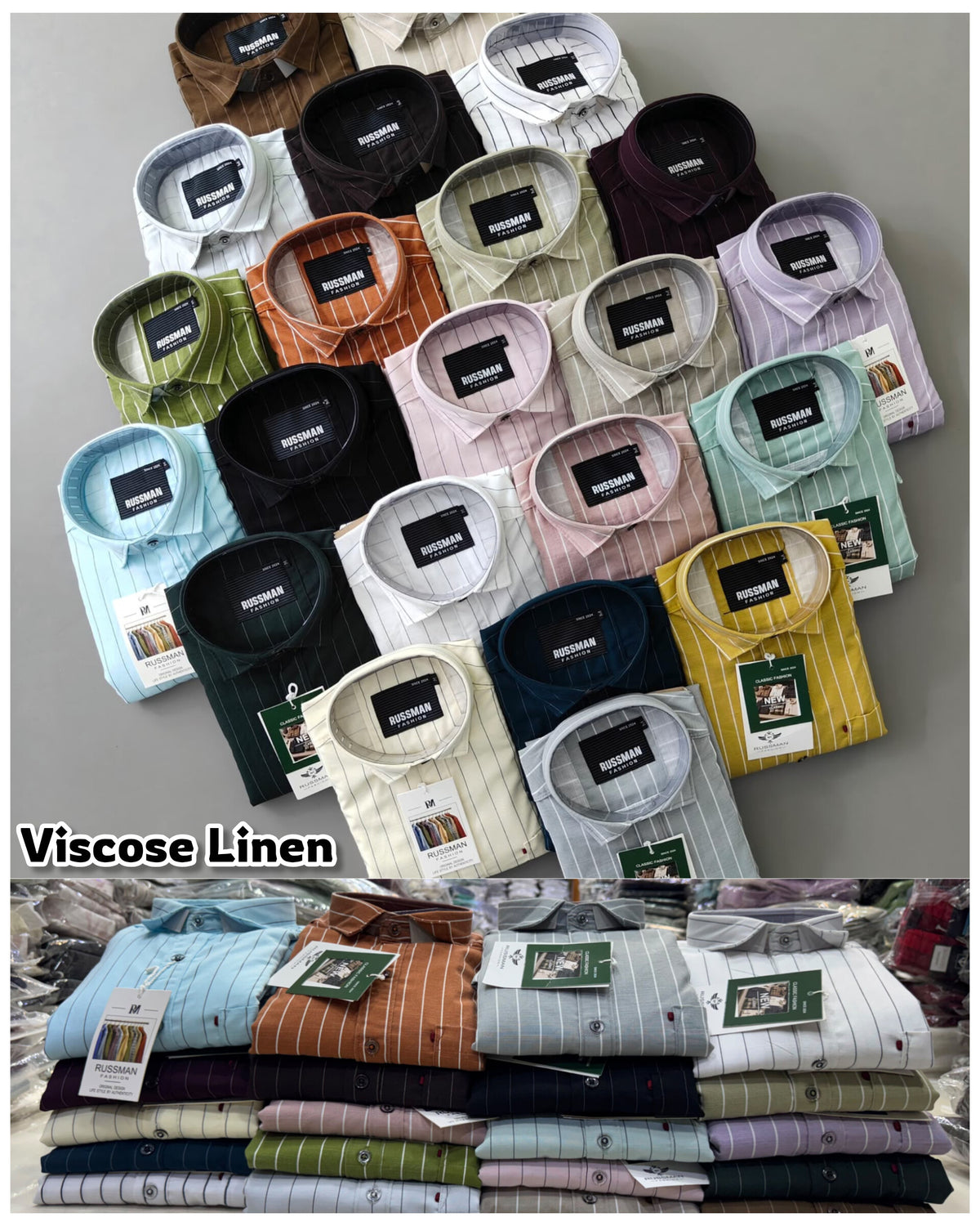 (Combo of 3) Viscose Slob Premium RM Cotton Linen Stripes Shirt Rs. 1200
