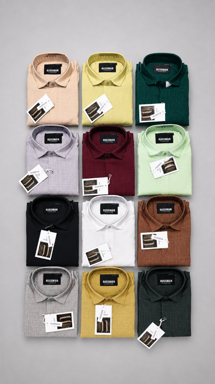 (Combo of 3) Russman&CK Linen Korean Plain Shirt Rs. 1100
