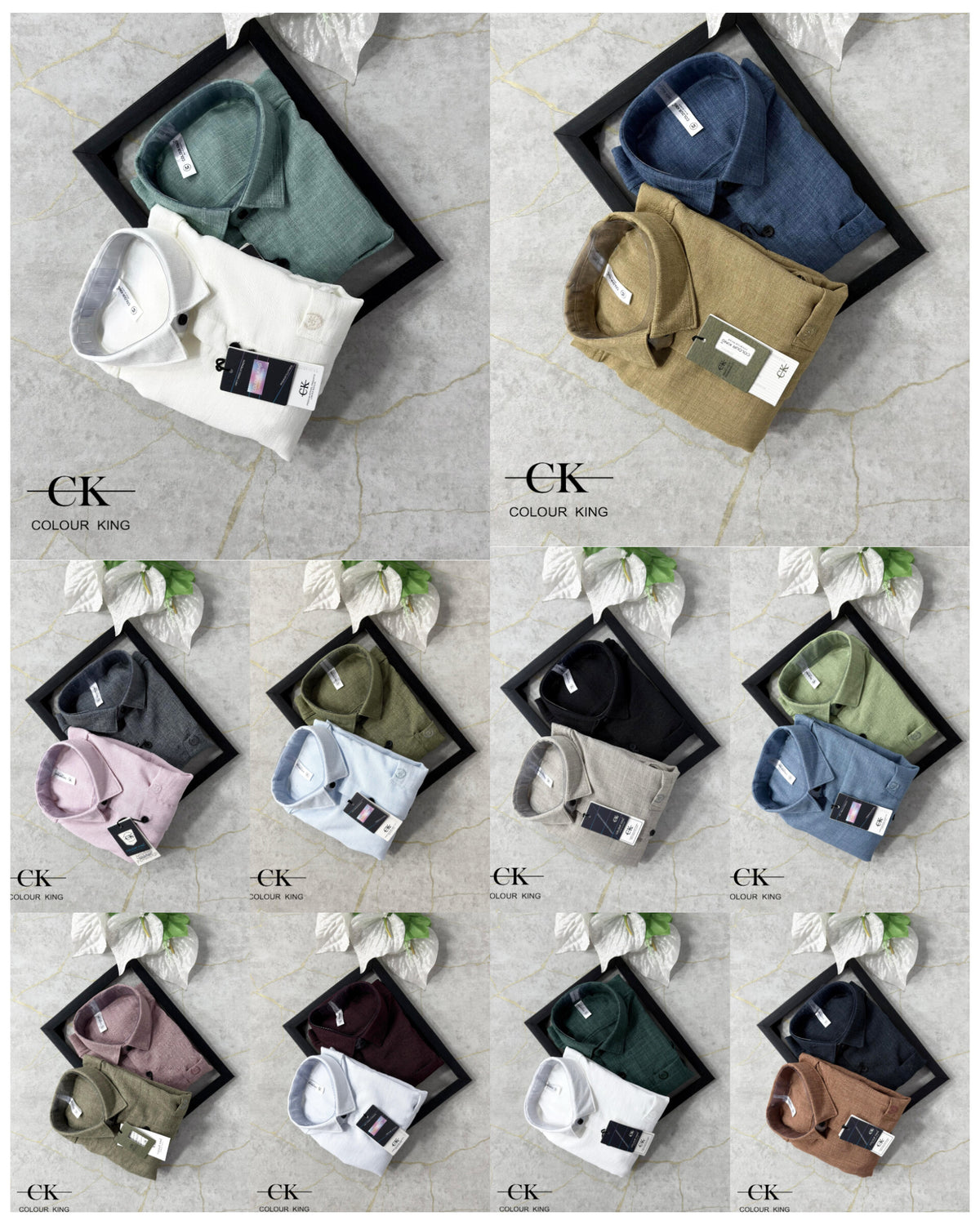 (Combo of 3)(2XL, 3XL) CK Linen Dobby Plain Shirt Rs.1150