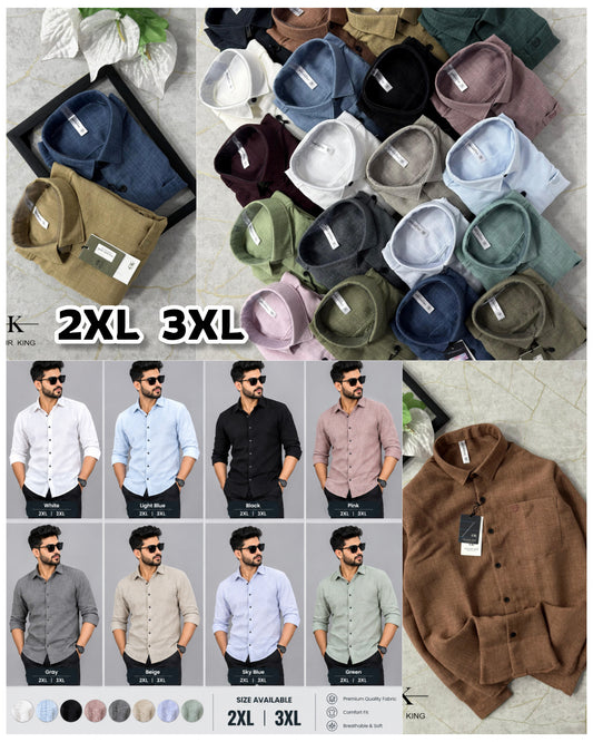 (Combo of 3)(2XL, 3XL) CK Linen Dobby Plain Shirt Rs.1150
