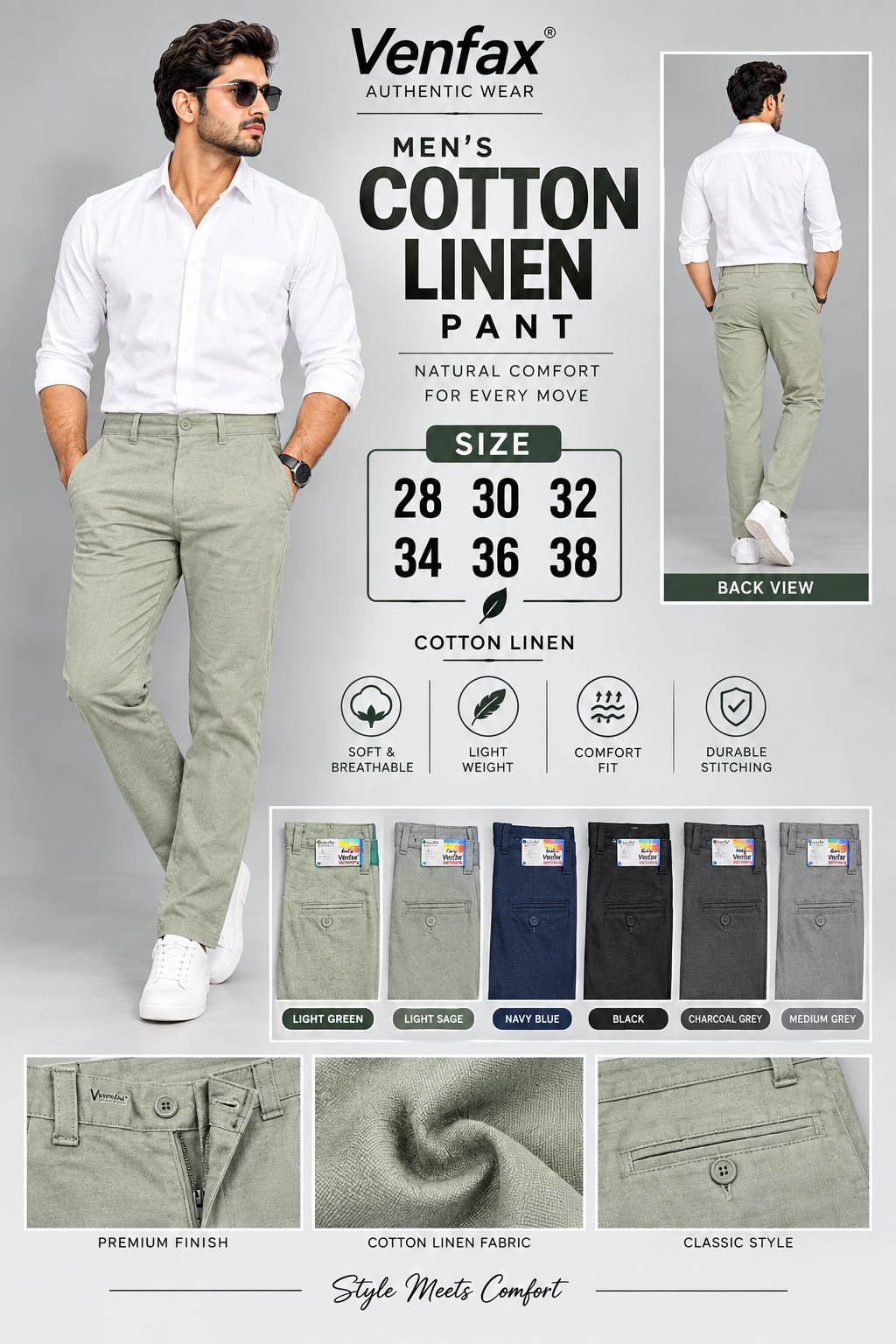 (Combo of 2) VenFax Lenin Pure Cotton Men's Regular Pant Rs. 1000