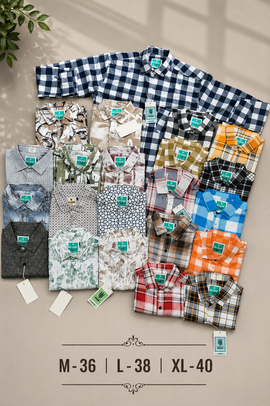 (Combo of 5) RBCasual Checked+Printed Design Laffer Cotton Shirts Rs. 1100