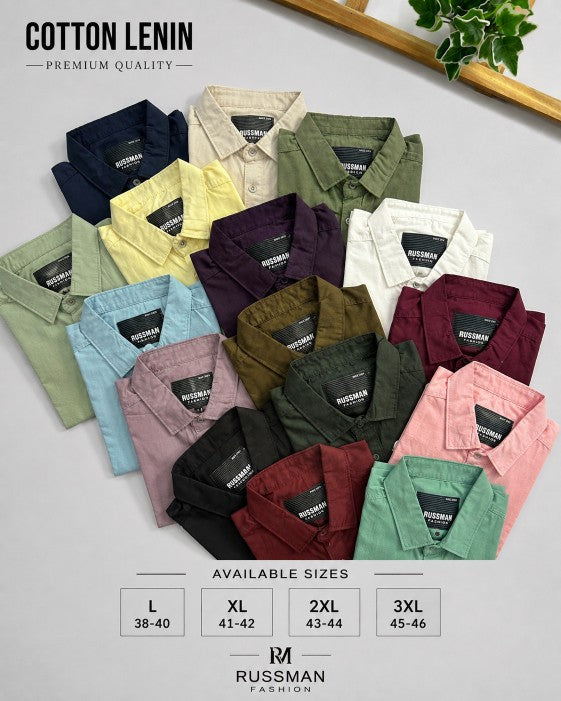 (Combo of 3)Russman Fine Linen Premium Cotton Half Sleeve Plain Shirts Rs. 1200